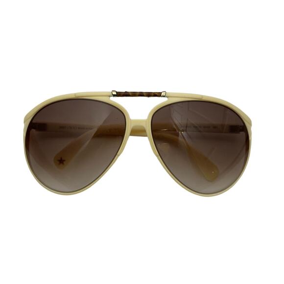 Jimmy Choo Accessories - Jimmy Choo Italy Sunglasses Aster/S Beige Large Aviator Pilot Size 65mm Frame